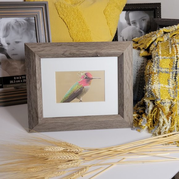 Picture Frame, Rustic Grey Faux Wood, w/ Matting opening 4"x6", (7"x9" Frame) - Picture 3 of 4